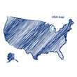 USA map hand drawn background vector,illustration