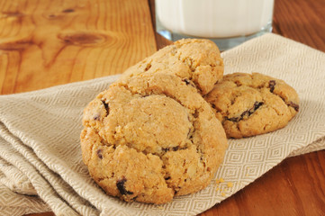 Canvas Print - chocolate chip cookies and milk