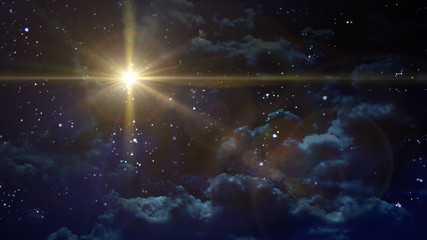 Wall Mural - the starry night lens flare star cross in space