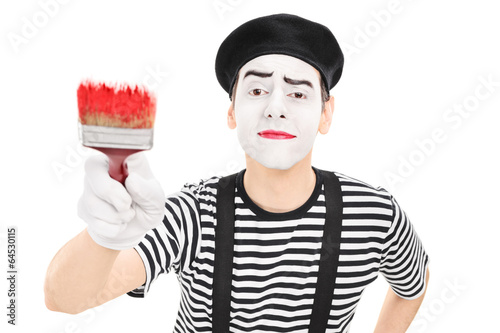 Obraz na plátně Mime artist holding a paintbrush