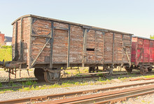 Old Vintage  Train Wagon On The Rails