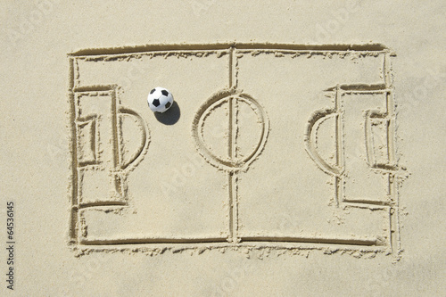 Fototapeta na wymiar Football Soccer Pitch Line Drawing in Sand