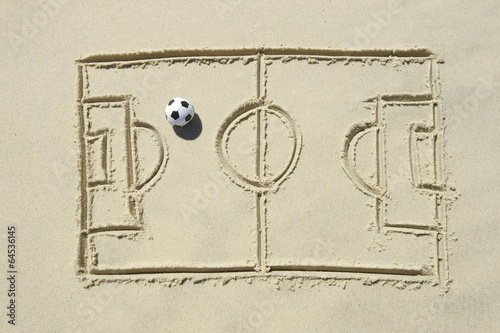 Naklejka na drzwi Football Soccer Pitch Line Drawing in Sand