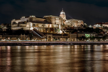 Sticker - Royal Palace or Buda Castle at night. Budapest, Hungary