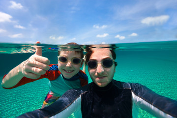 Sticker - Father and son swimming