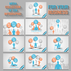  MEGA COLLECTION OF TEN BUSINESS MAN INFOGRAPHIC ORANGE NEW