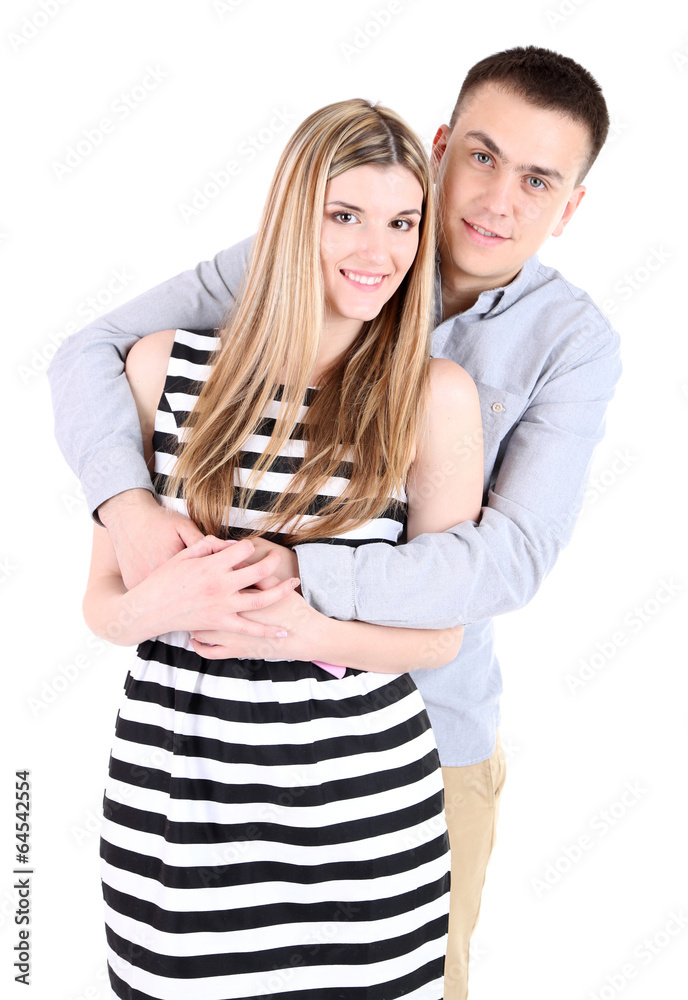 Loving couple isolated on white