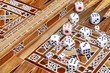 Many roll dices on backgammon board, XXXL