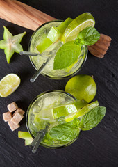 Poster - Mojito drinks on stone, upper view