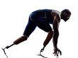 handicapped man runners sprinters  with legs prosthesis  silhoue