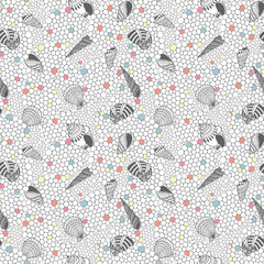 Poster - Shells and sand seamless pattern