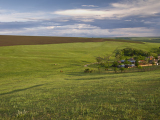 Beautiful rural landscape pictures in the sunny cloudy weather