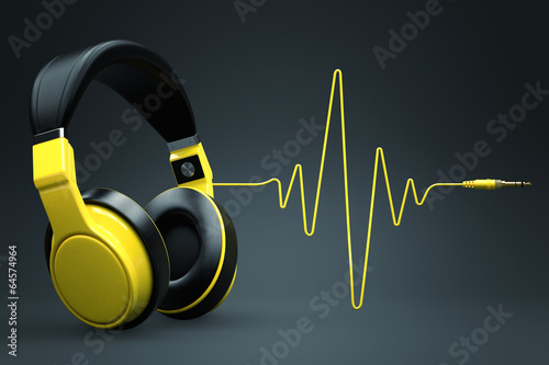 Plakat na zamówienie Wave impulse headphones concept.