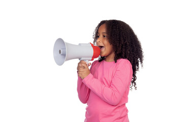 african little girl with a megaphone
