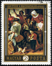Stamp Printed By Hungary, Shows The Feast, By Jan Steen
