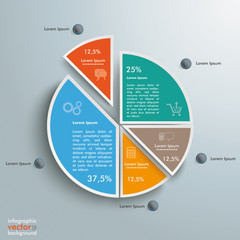 Wall Mural - Colored Piechart 5 Pieces
