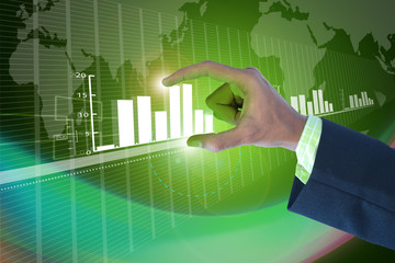 businessman showing digital graph