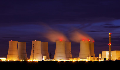 Wall Mural - Nuclear power plant by night