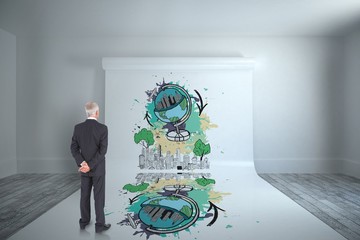 Poster - Composite image of rear view of mature businessman posing