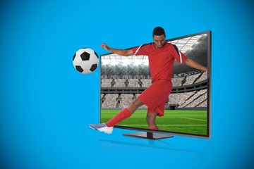 Aufkleber - Football player in red kicking