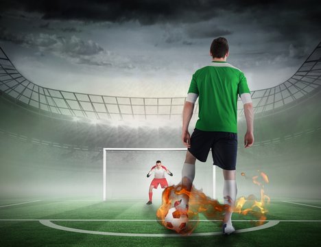 Football player about to take a penalty