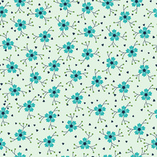 Blue Vintage Flowers Seamless Pattern