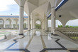 Shining floor marble reflection at mosque corridor