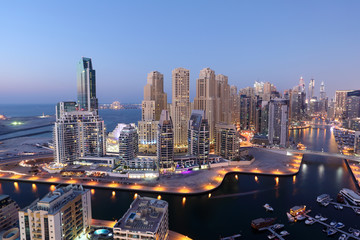 Wall Mural - Dubai Marina illuminated at night. United Arab Emirates