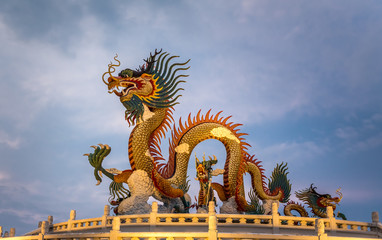 Chinese Dragon statue, Nakornsawan Park, Thailand.