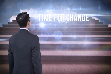 Poster - Time for change against steps against blue sky
