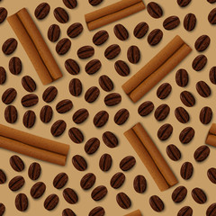 Poster - Coffee and cinnamon seamless pattern