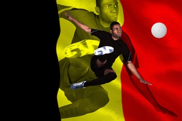 Aufkleber - Football player in black kicking