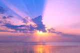 Fototapeta Zachód słońca - Beautiful pink sunset over sea