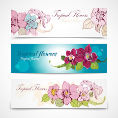 Canvas Print - Tropical flower banners