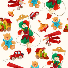 Canvas Print - Toys colored drawn seamless pattern