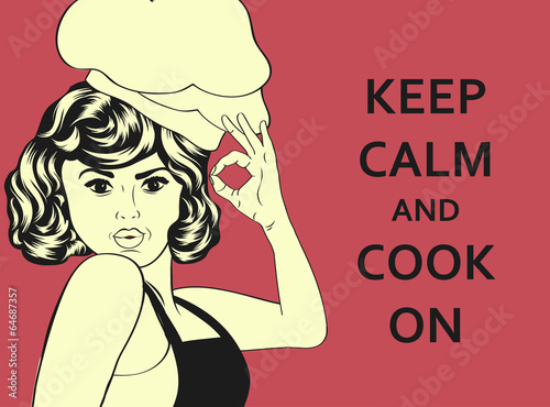 Plakat na zamówienie pop art woman cook