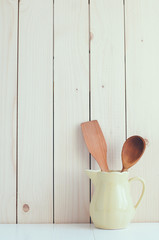 Poster - kitchen utensils in ceramic jug