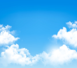 Aufkleber - Background with blue sky and clouds. Vector.