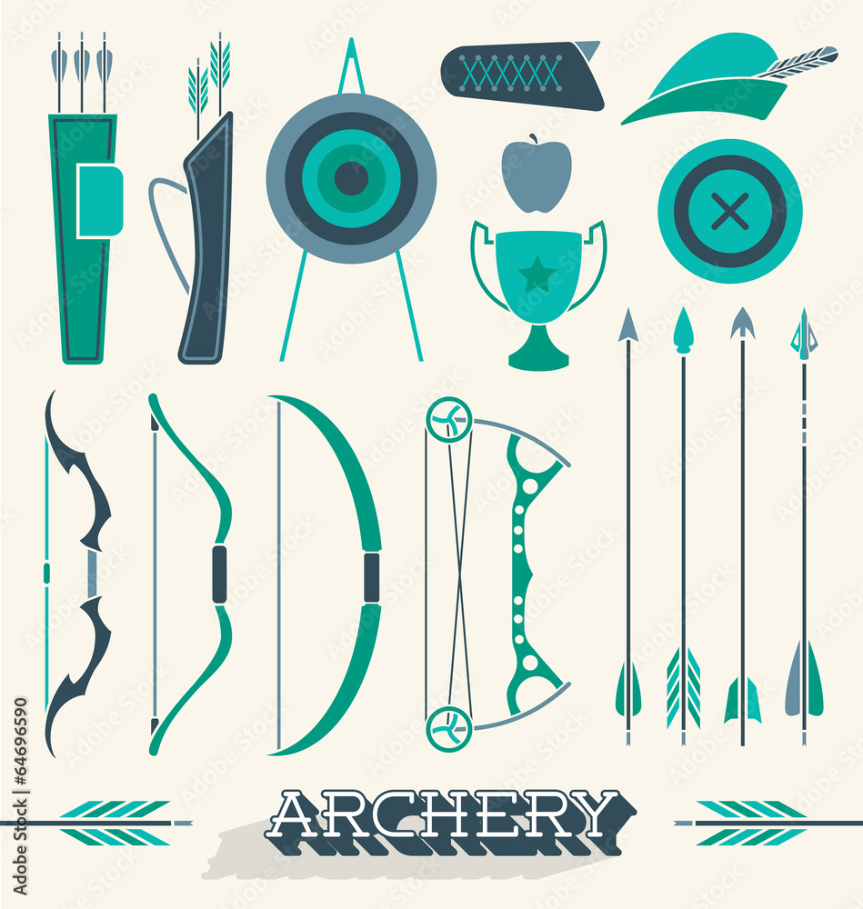 Vector Set: Archery Icons and Silhouettes Stock Vector | Adobe Stock
