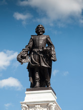 Low Angle View Of A Statue Of Samuel De Champlain, Quebec City,