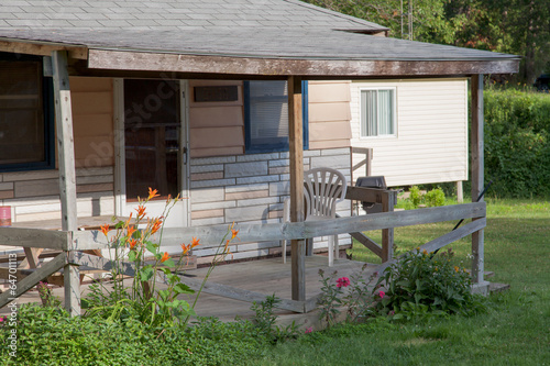 Facade Of A Log Cabin Tobermory Ontario Canada Buy This Stock
