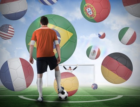 Football player about to take a penalty