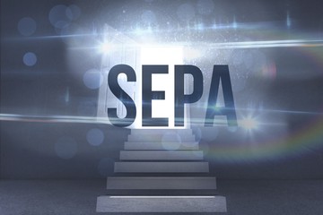 Aufkleber - Sepa against steps leading to open door showing light