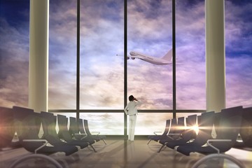 Poster - Composite image of thinking businesswoman