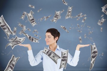 Aufkleber - Composite image of businesswoman with an open hand to show graph