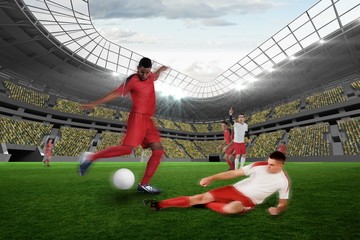 Aufkleber - Football player in red kicking