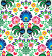 Seamless traditional floral Polish pattern - Wzory Łowickie