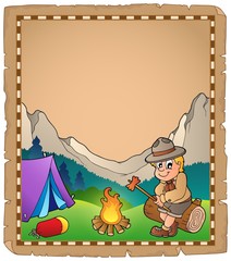 Poster - Parchment with scout by campfire