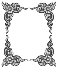 Poster - flower carved frame