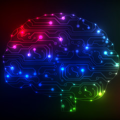 Poster - Circuit board computer style brain vector technology background